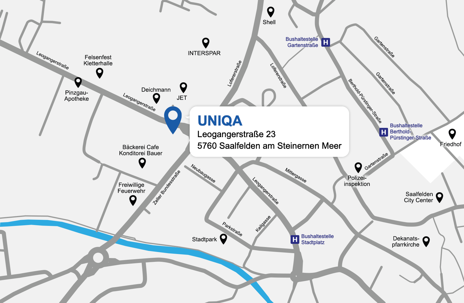 Eine detaillierte gezeichnete Karte der UNIQA Generalagentur Herzog & Partner